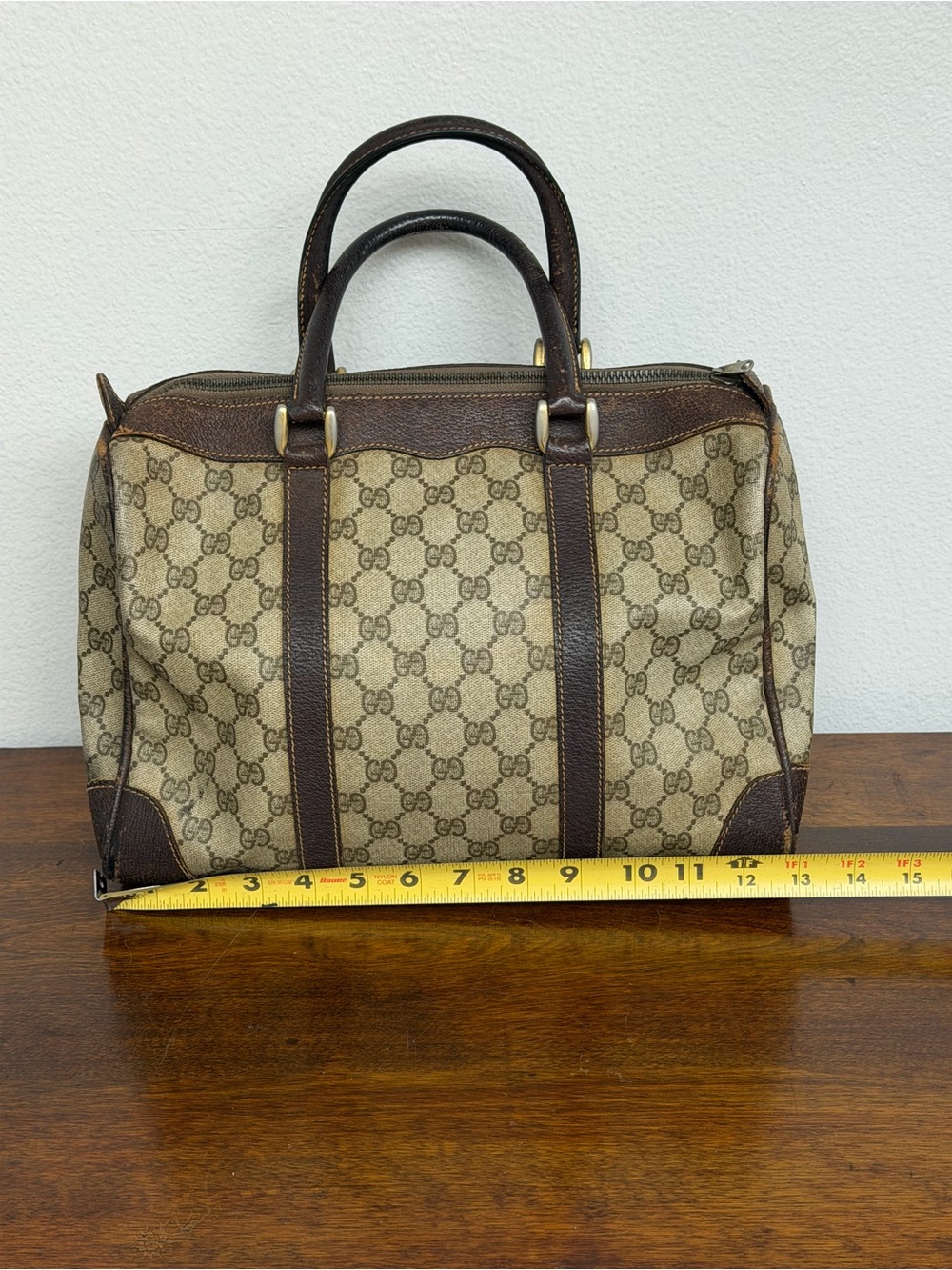 Vintage Gucci GG Monogram Boston Bag Brown Canvas & Leather - Picture 3 of 13